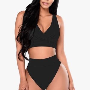 Black Two-Piece full coverage Swimsuit